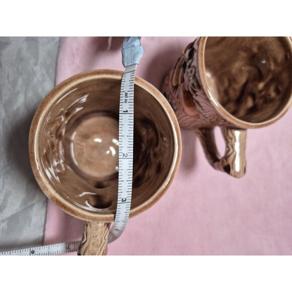 Vintage ARNEL'S Mushroom Mug Set Of 3 Coffee Tea MCM Ceramic Beige Brown Signed - Picture 6 of 8